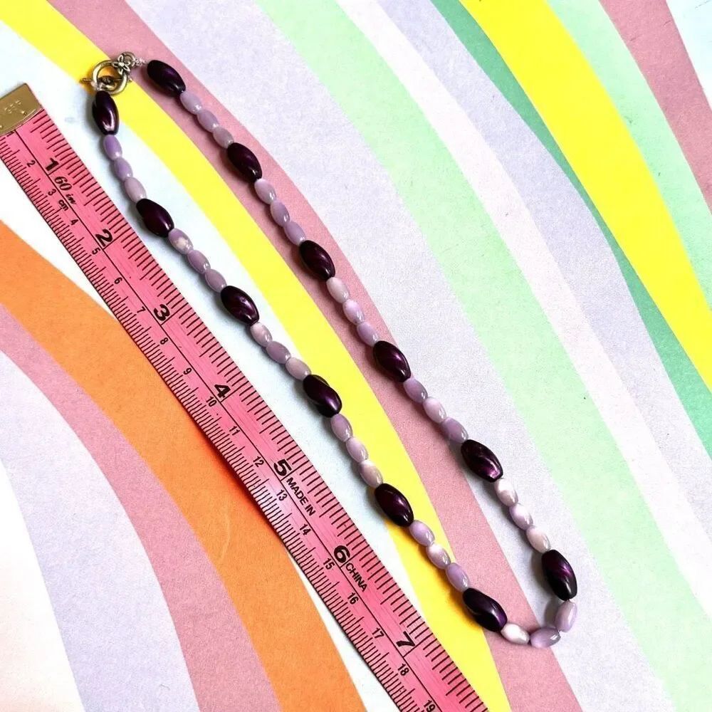 Purple beaded choker necklace - Picture 7 of 7